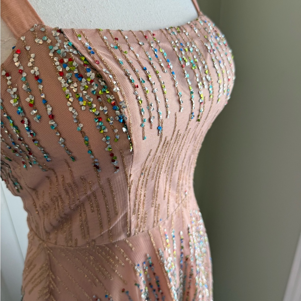 Say Yes to the Prom - Macy's Elegant Rose Gold /Nude Multi Sequin Prom Dress